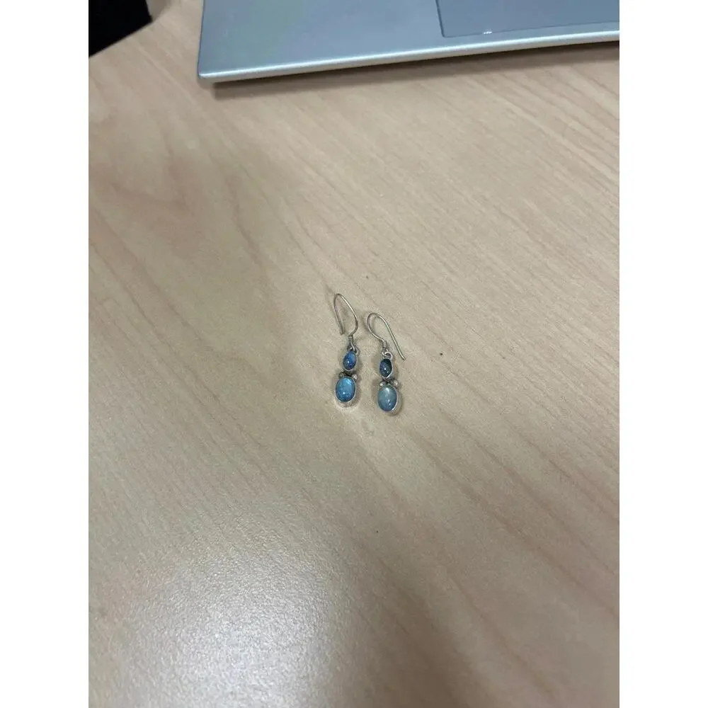 Sterling Silver Moonstone Opal Earrings - Picture 2 of 6